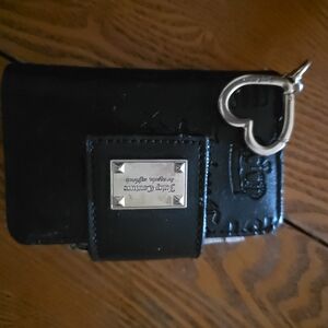 Juicy Couture Black Embossed Wallet with Heart Charm